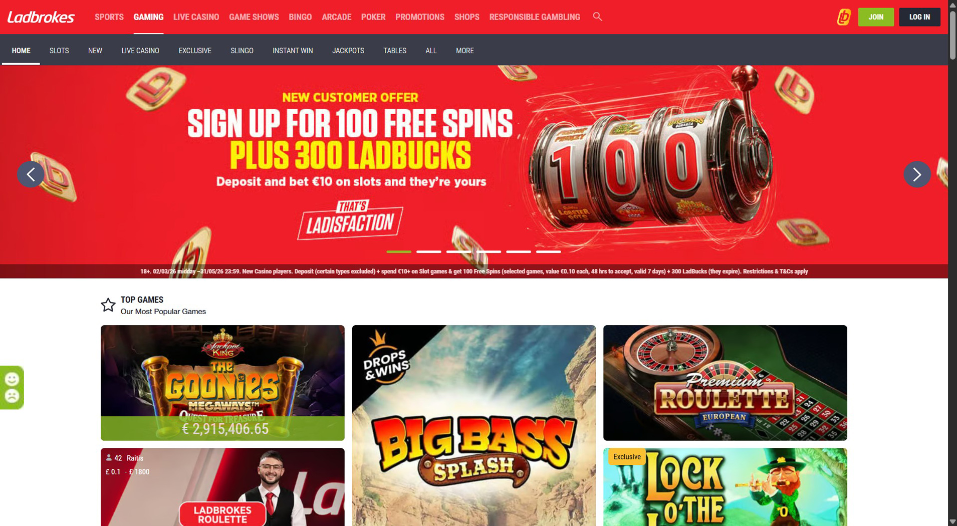 2. Ladbrokes Casino - Fast Fonix Casino Access